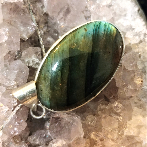 🌹2 for $15🌹 NWOT Natural Flash Labradorite Pendant .925 Sterling Necklace - Picture 3 of 9